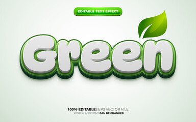 leaf green fresh nature 3d logo template editable text effect style