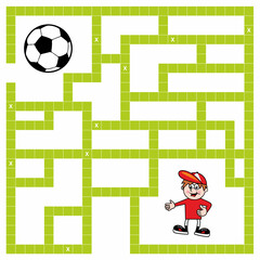 Wall Mural - maze, labyrinth, game, footballer and soccer ball,football, vector illustration