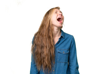 Wall Mural - Young blonde woman over isolated background laughing