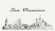 San Francisco skyline USA hand drawn, sketch