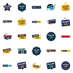 Sticker - 25 High-Quality Follow Us Graphic Elements for Facebook and LinkedIn