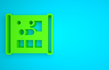 Poster - Green Graphing paper for engineering icon isolated on blue background. Minimalism concept. 3D render illustration