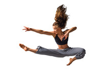 Urban Dancing Girl Over Isolated FREE PNG Background And Jumping
