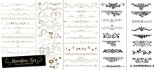 Set Of Text Delimiters. Calligraphic Design Elements . Decorative Swirls, Vintage Dividers. Retro Vector Illustration.
