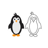 Fototapeta Pokój dzieciecy - Penguin cartoon colored clipart illustration