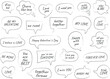 Speech Bubble set. Love message in speech bubble. Valentine's Day Phrases. Hand drawn set. Kiss me, I love you, forever together, I believe in love, marry me, miss you