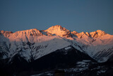 Fototapeta Góry - Caucasus Mountains from Mestia, Georgia. Sunset in 2020. 