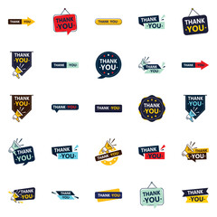 Sticker - Thankyou 25 Professional Vector Elements for a polished and professional thank you