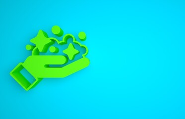 Wall Mural - Green Gold mine icon isolated on blue background. Minimalism concept. 3D render illustration