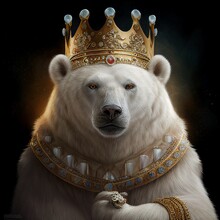 White Bear Wearing A Royal Crown
