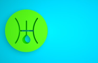 Wall Mural - Green Ancient astrological symbol of Uranus icon isolated on blue background. Astrology planet. Zodiac and astrology sign. Minimalism concept. 3D render illustration