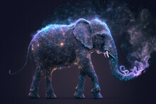 Elephant Space Illustration, Made Of Stars And Galaxies