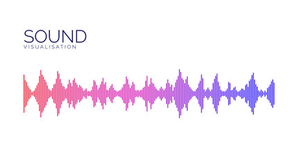 Poster - Colorful sound wave bar. Music track sample, podcast, audio or voice message. Equaliser element. Diagram, chart or signal concept.
