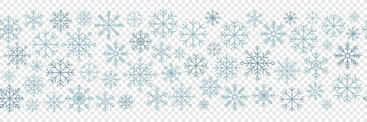 Wall Mural - snowflake seamless border. snowflakes seamless pattern. snowfall repeat backdrop. winter holidays th