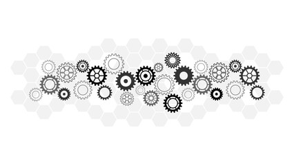 Poster - cogs and gear wheel mechanisms. concepts and ideas for hi-tech digital technology and engineering de