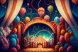 Party, circus background. Generative AI