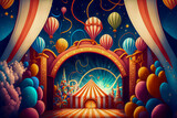 Fototapeta  - Party, circus background. Generative AI