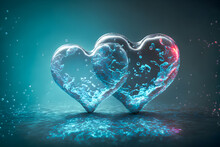 Hearts Of Water. Illustration. Valentine's Day. Generative AI