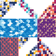 Sticker - Square blue geometrical abstract background pack of 9 available