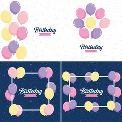 Sticker - Happy Birthday text with a floral wreath and watercolor background