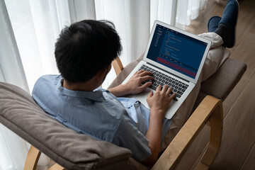 Software development programming on computer screen for modish application and program coding