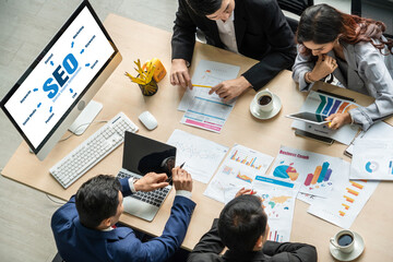 SEO search engine optimization for modish e-commerce and online retail business showing on computer screen