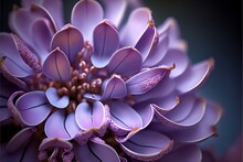  A Close Up Of A Purple Flower With Lots Of Petals On It's Petals And Petals On The Petals Are Purple And Yellow, And The Petals Are Very Large And Purple, With A. Generative AI