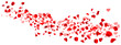 canvas print picture - Red rose petals fly with hearts for love greetings. Background with isolated rose petals. png/d.e.