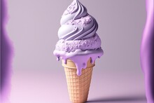 A Purple Ice Cream Cone With A Purple Swirl On Top Of It, On A Purple Background With A Purple Border Around It, With A Purple Border Around The Edges And A White Border.