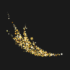 Magical shooting star or comet with glittering golden dust particles tail. Concept for miracle, luxury magic holiday background. Vector isolated illustration