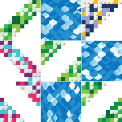 Sticker - Square blue geometrical abstract background pack of 9 available