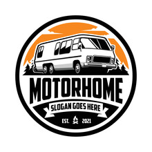 Classic Motorhome Emblem Logo Vector Isolated