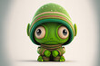 cute little alien. Isolated on white background. Fantasy little alien. Big eyes little Alien. Generative AI