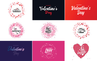 Sticker - Happy Valentine's Day banner template with a romantic theme and a red color scheme