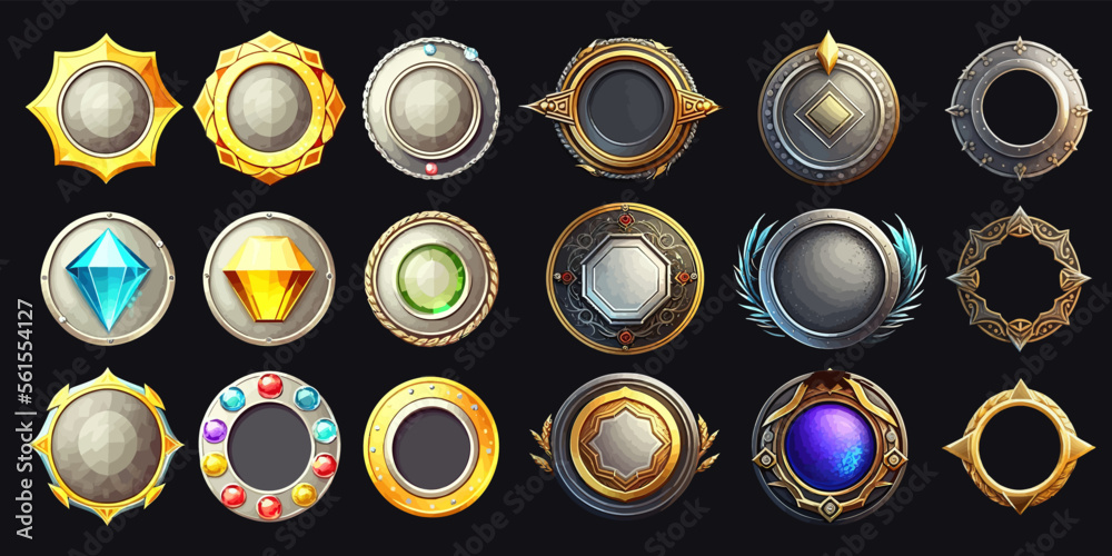 Game circle metal frames Ui game borders evolution medieval ancient ...