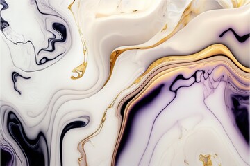 Aufkleber - Luxurious golden black marble texture. Marble ink from exquisite original painting for abstract background. Detailed marble slab. White black granite ceramic 3d illustration	