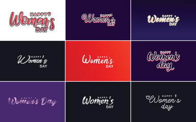 Sticker - Eight March typographic design set with a Happy Women's Day theme