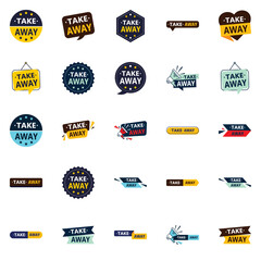 Poster - 25 Customizable Vector Designs in the Take Away Pack Perfect for food delivery and take away advertising