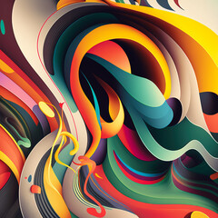 Wall Mural - Generative AI illustration of Wavy lines and figures in various colors and abstracts