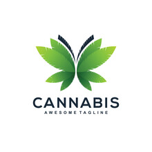 Butterfly Cannabis Gradient Logo Design Color