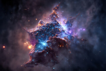 Wall Mural - space illustration with stars and nebula. Generative AI
