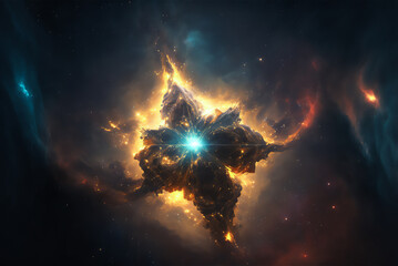 Wall Mural - space illustration with stars and nebula. generative ai