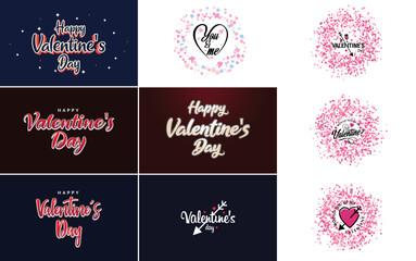 Sticker - Happy Valentine's Day greeting card template with a romantic theme and a red and pink color scheme