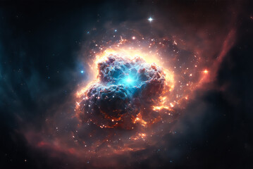 Wall Mural - space illustration with stars and nebula. generative ai