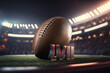 canvas print picture - close-up of an american football ball on the field. Ai illustration, bowl 57