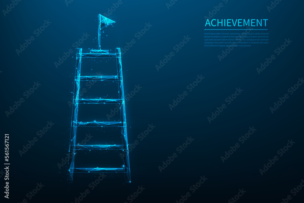 business stair achievement low poly wireframe. career path to success ...