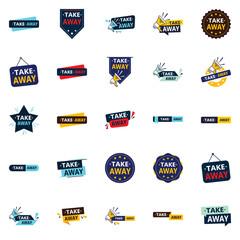 Sticker - 25 Editable Vector Designs in the Take Away Bundle Perfect for Personalized Food Campaigns