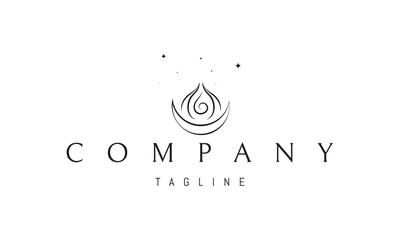 Wall Mural - vector logo on which an abstract image of a magical flame with a moon at the base.