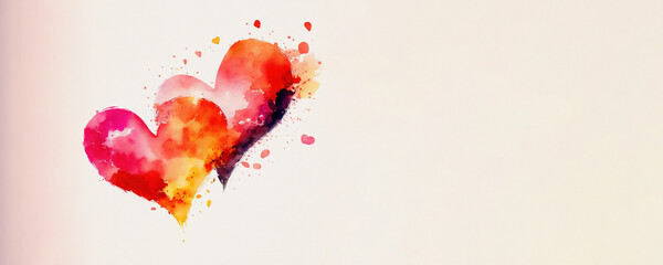 Wall Mural - Valentine's Heart with copy space - Watercolor (Generative Art)