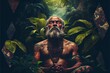 Generative AI illustration of man meditating in the jungle